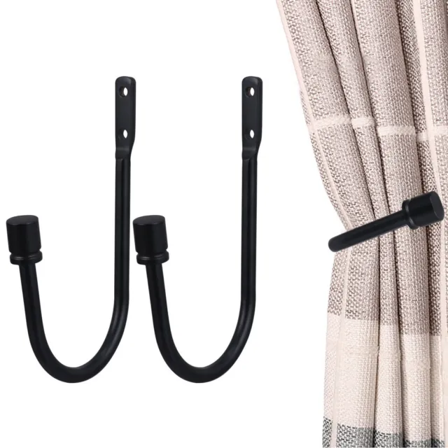 1 Pair alloy curtain holdback tie back wall hooks black ties Curtain Tie Backs
