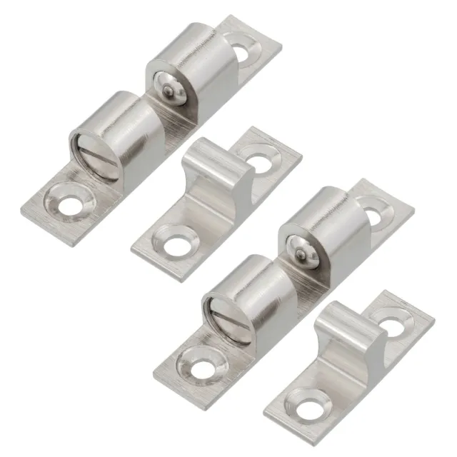2 Sets Nickle Plated 47mm Double Ball Catch Latch Spring Steel Cabinet Door Stop