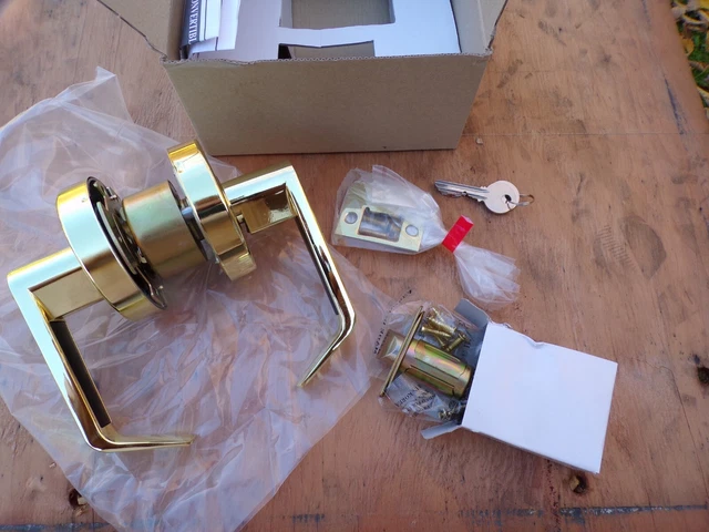 Complete commercial door entry handle, plate, lock set, keys # 4607LN AU 605