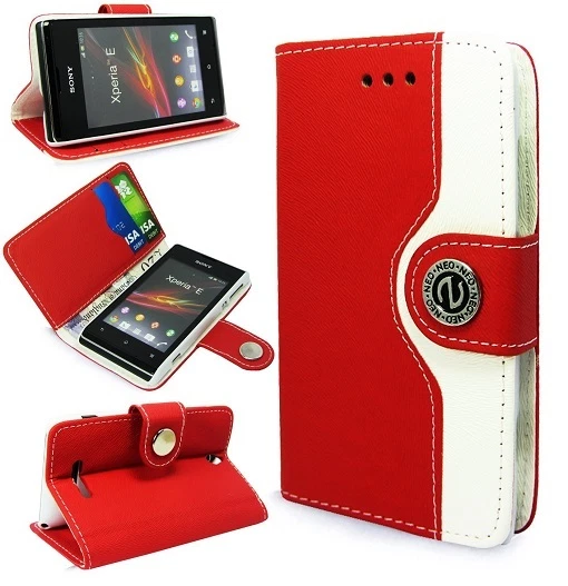 PINK Leather Flip Book Wallet Case Cover Pouch W/ Media Stand For Sony Xperia E