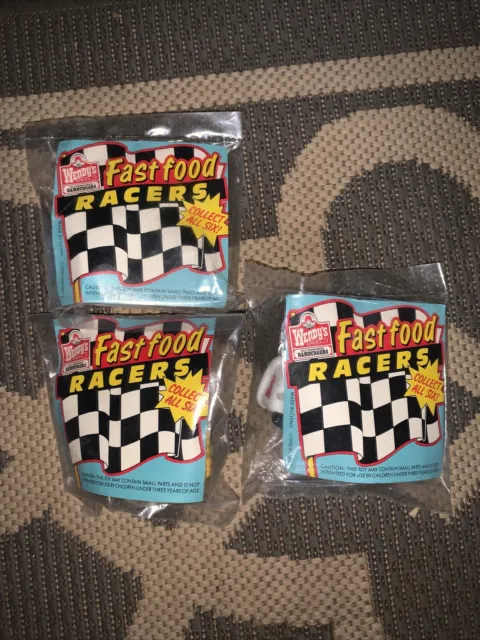 Wendy's   1990 Fast Food Racers - InComplete Set  3 Out Of 6-  Mint in bag