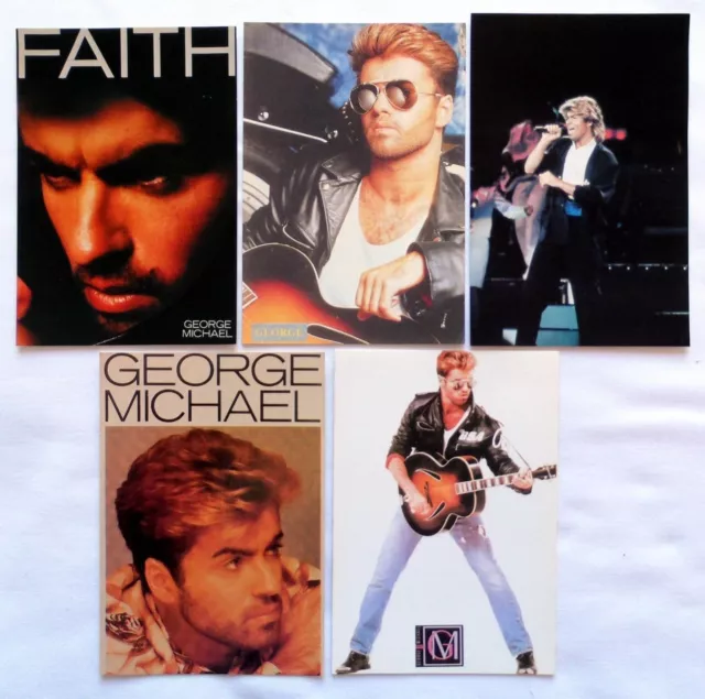 GEORGE MICHAEL / WHAM  x 5  original vintage postcards  ANDREW RIDGELEY,   FAITH