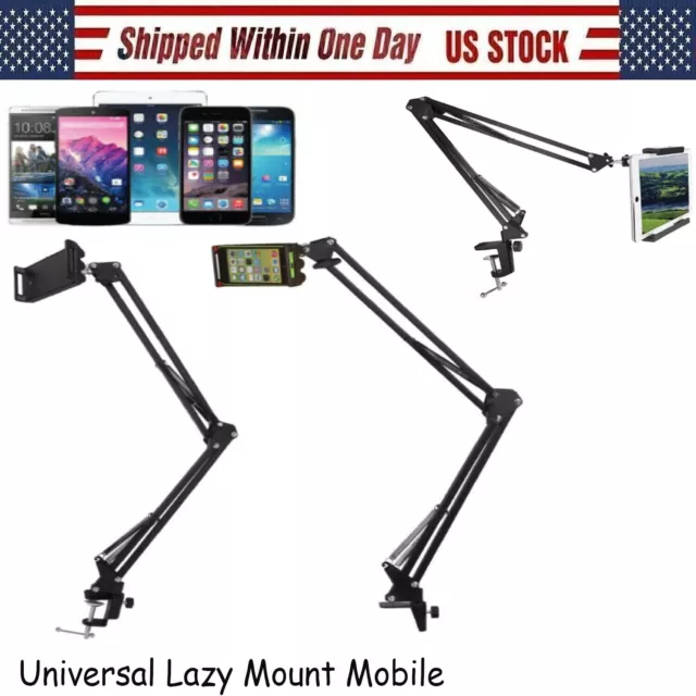 360° Flexible Lazy Bed Desk Phone Holder Long Arm Tablet Stand Mount Mobile Hold