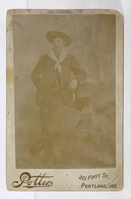 ca1900 BUFFALO BILLS WILD WEST COWBOY PERFORMER ED PHILIPS CABINET CARD PHOTO