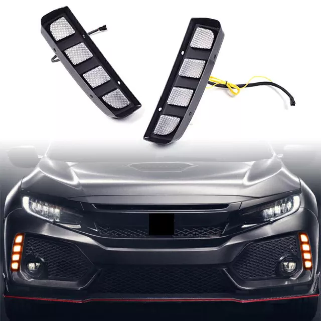 LED Daytime Running Fog Light With Turn DRL For Honda Civic 2016-2019 TYPE R Car
