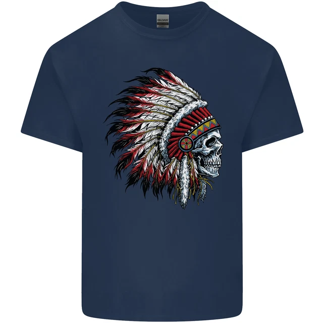 T-shirt top copricapo biker moto teschio indiano 3