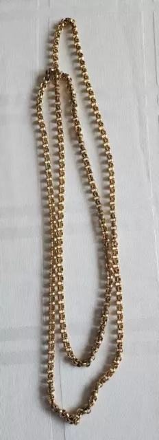 Long GOLD toned ROLO CHAIN NECKLACE 52" long - No clasp -unsigned