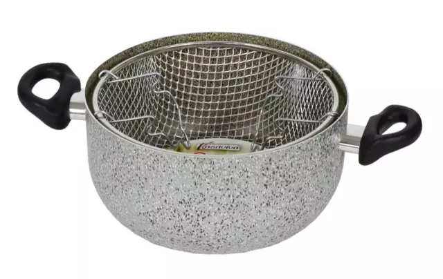 Pentola per friggere stone con cestello in alluminio 24 cm friggere cucina nuovo
