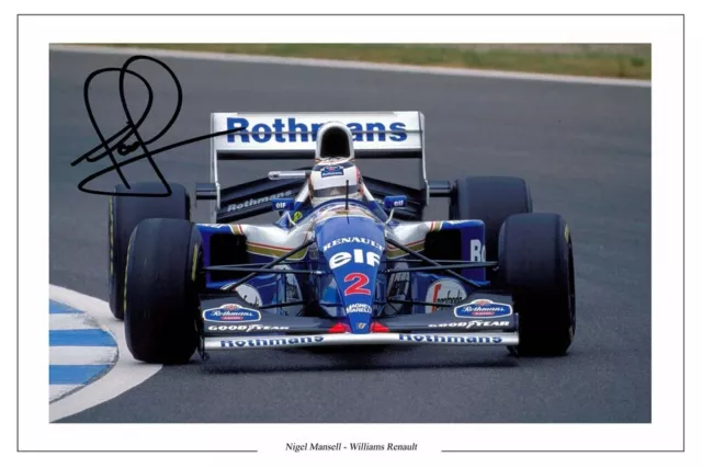 NIGEL MANSELL Firmata Autografo FOTO Fan Stampa Regalo FORMULA ONE F1 Williams