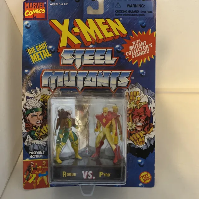 1994 Toy Biz Marvel XMEN Steel Mutants Rogue vs Pyro Action Figures