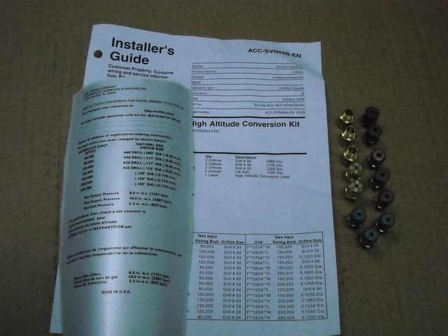 American Standard Bayhakt010B High Altitude Conversion Kit 166083
