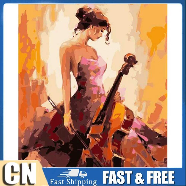 Kit de pintura por número imagen digital pintada a mano (WM-381 niña violín)