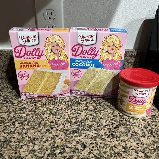 DOLLY PARTON DUNCAN Hines Coconut & Banana Cake Mix + And Buttercream