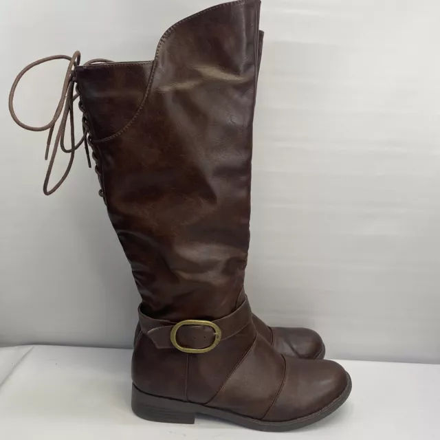 Kisses by 2 Lips "Too Jive" Womens Adjustable Calf Riding Boots Brown Size 11 2