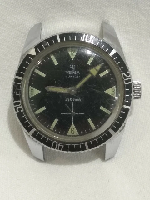 YEMA JUNIOR 330 FEET MONTRE MECANIQUE PLONGEUSE fluorescente