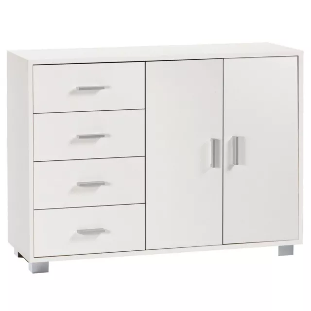 Credenza Mobile Bianco 2 Ante 4 Cassetti Madia Contenitore Soggiorno 2