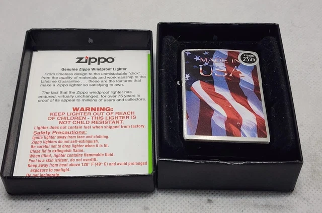 Zippo Lighter- American Flag "Made in USA  2012  NEW