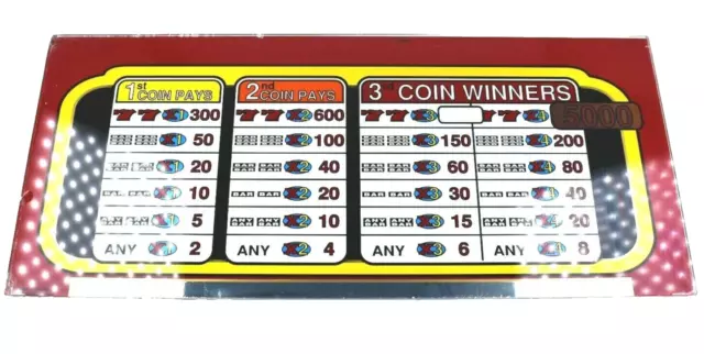 1990 Sigma Slot Machine Glass 19 1/4" x 8 1/2" Casino Advertising