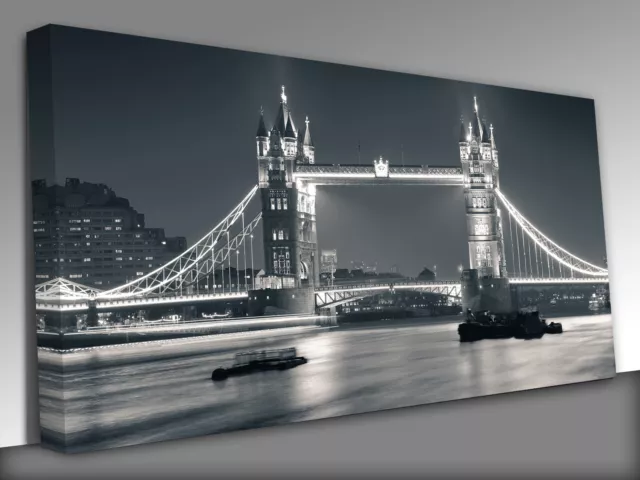 Tower Bridge in at night London UK Panoramic Canvas Wall Art Picture Print