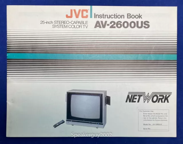 Original JVC AV-2600US Color TV Instruction Manual