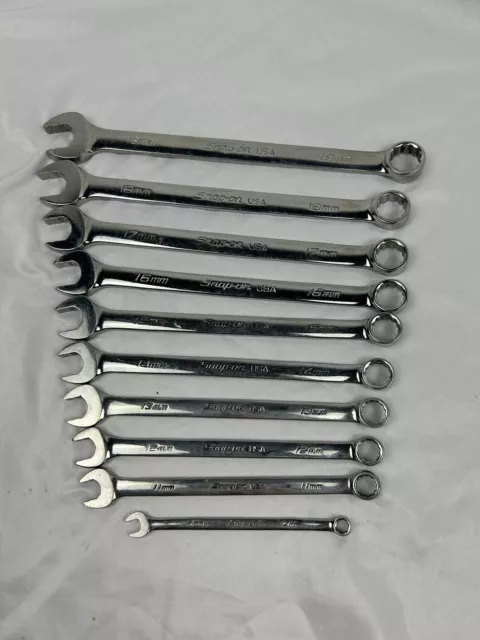 SNAP ON 7MM - 19MM   10pc FLANK DRIVE PLUS METRIC WRENCH SET