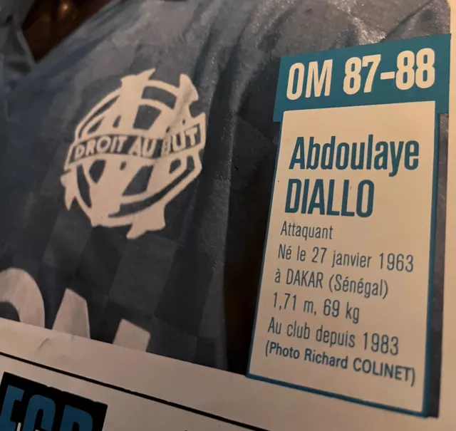 Football Poster Om Abdoulaye Diallo Olympique Marseille Championnat France 87-88 2