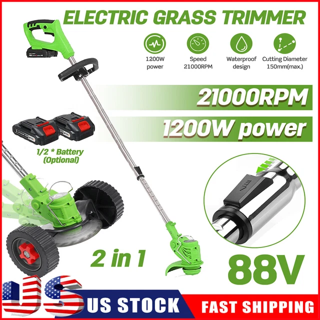 ELECTRIC CORDLESS GRASS String Trimmer Lawn Mower Weed Wacker Cutter