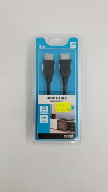 Crest NEW HDMI CABLE 3M High Speed For TV Or PC Monitor