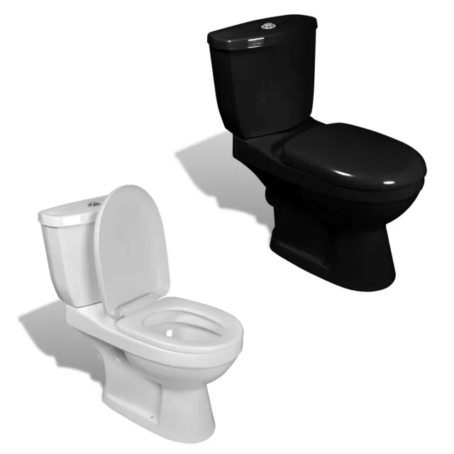 vidaXL Toilette con Cisterna Gabinetto Bagno Sciaquone WC Scarico Bianco/Nero