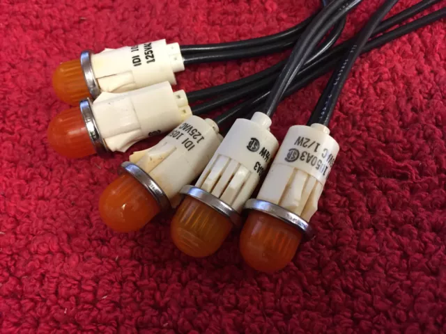 1050A3 Industrial Devices Orange Indicating Lamp With Leads 125V 5 Pcs