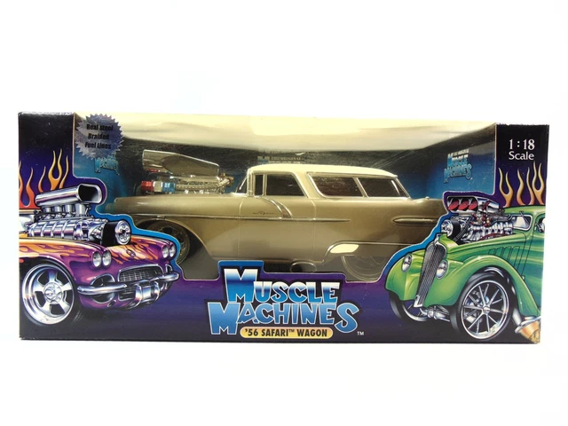 '56 Safari Wagon 1:18スケールミニカー MUSCLE MACHINES 1:18 Scale 1956 Pontiac Safari 2 door station