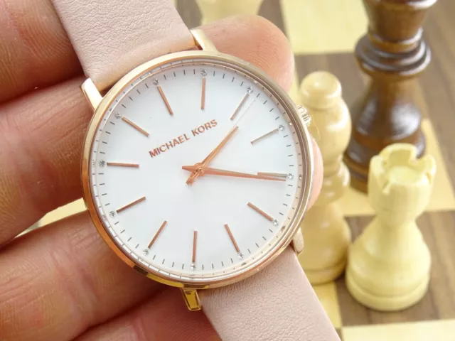 MICHAEL KORS PYPER Ladies 38mm Pink Leather Rose Gold Wristwatch MK-2741