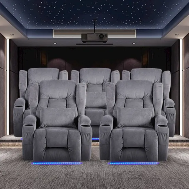 Power Recliner Chairs Home Theater Seating Club Chairs for Living Room Set of 5