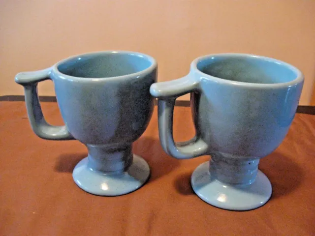 frankoma C-13 pedestal footed coffee Cups/Mugs (2) light blue