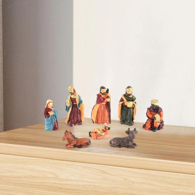 Crèche de noël religieuse, 8 pièces, artisanat, décoration de table