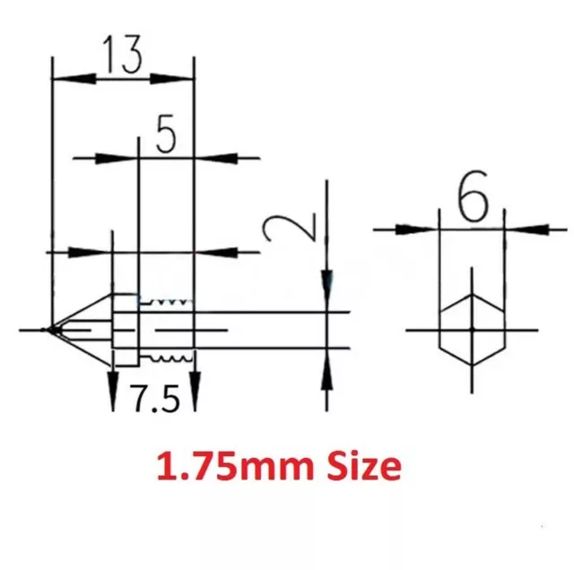 3D Printer 0.2-1.0mm Brass Mk8 Extruder Nozzle Print Heads For 1.75/3mm Makerbot 2