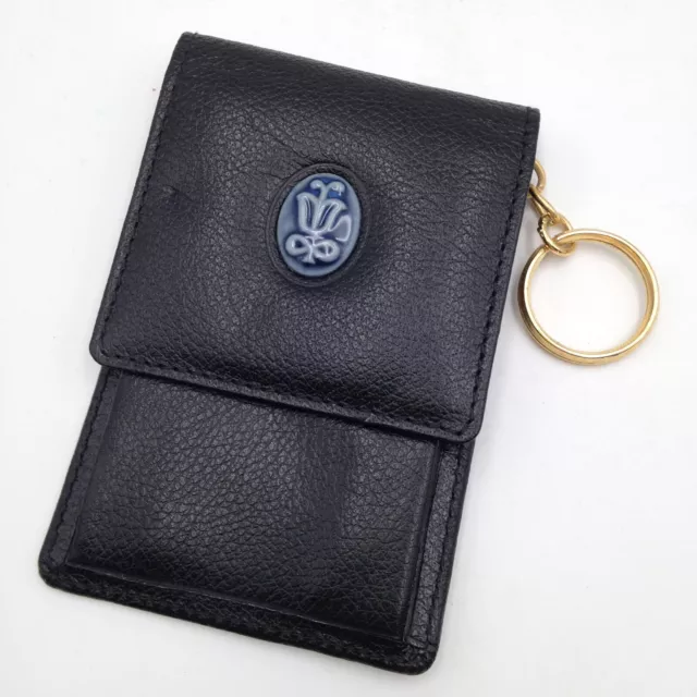 Lladro Society Black Leather Key Case with Ceramic Inset Collector Vintage