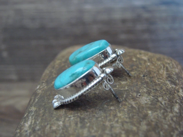 Navajo Indian Sterling Silver & Turquoise Post Earrings by McCarthy