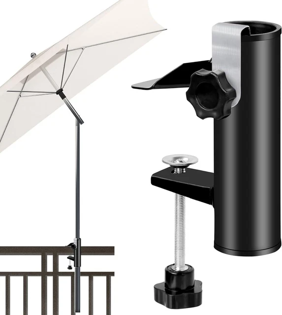 Supporto Per Ombrellone Da Balcone 4smile SunnyEasy - Base Per Ringhiera, Nero, Montaggio Flessibile - Foto 5