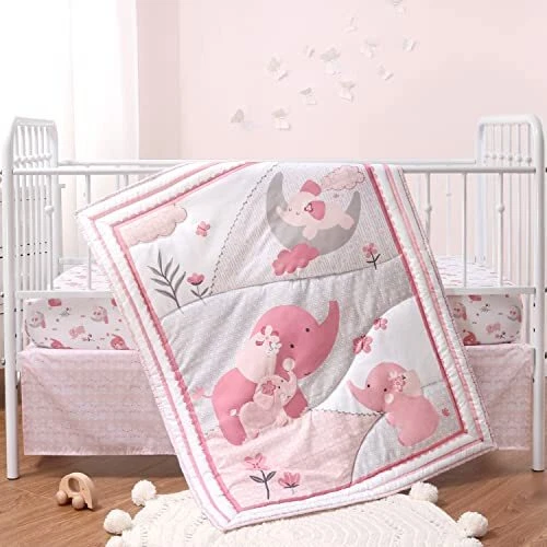 Pink Elephant Crib Bedding Sets (3 Piece Crib Set)