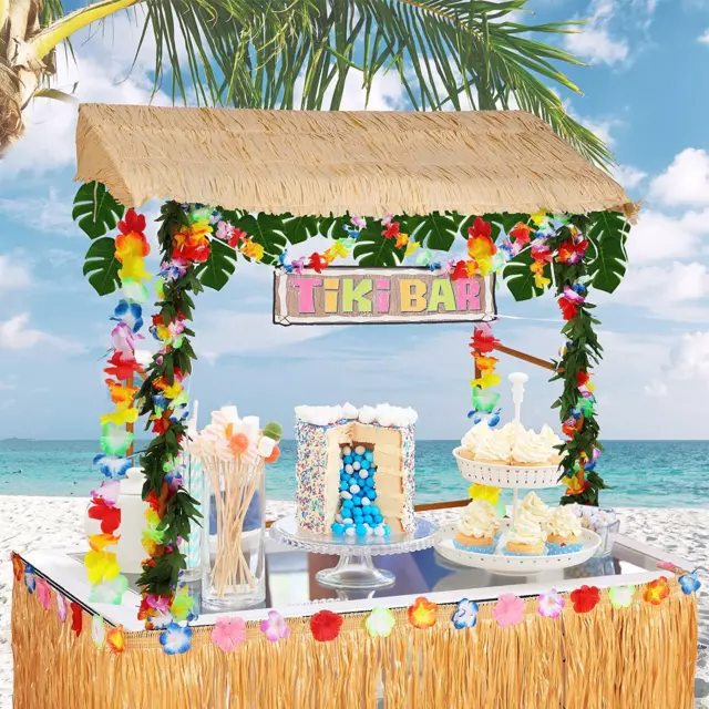 45 Pcs Tiki Bar Hut Sets Tropical Tabletop Hut Tiki Bar Roof Hawaiian Grass Tiki