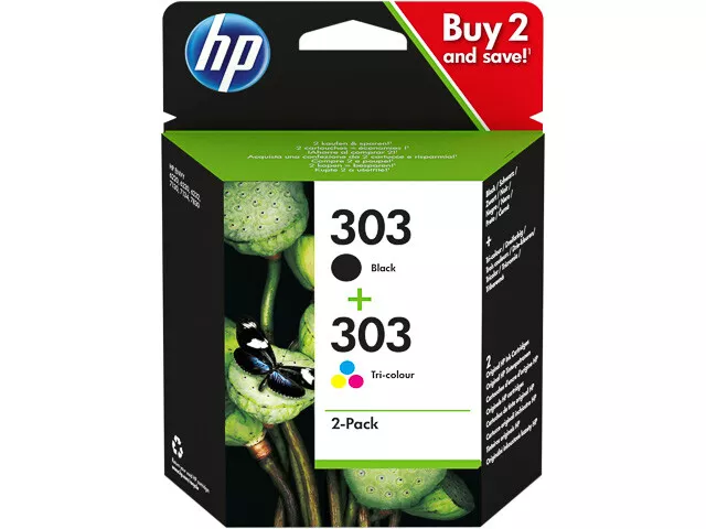 PACK 2 CARTOUCHE HP NOIRE + COULEUR 303 / 3ym92ae noir multipack deux 303 pas xl