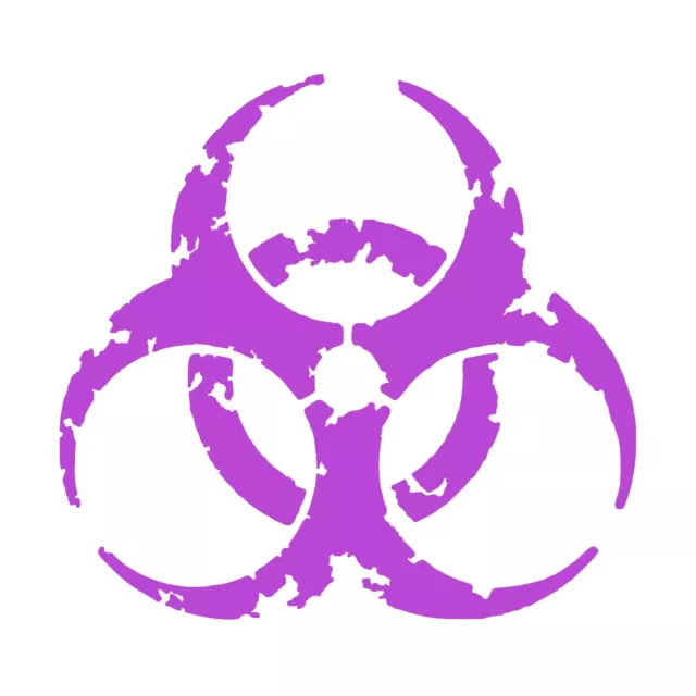 Toxic Decal - Symbol Distressed Biohazard Sticker - Select Color and Size