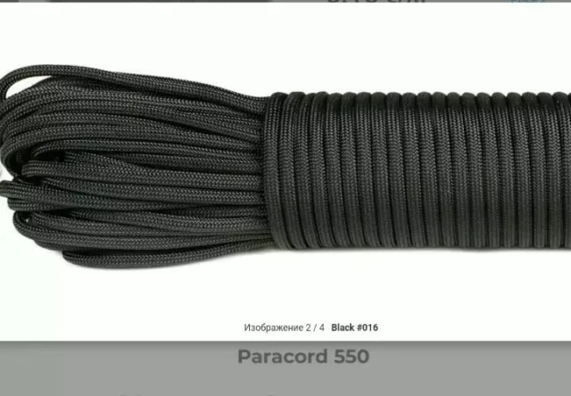 10 Metri di Cordino Black Nero Paracord 550 Type III 4 mm - Survival  Outdoor