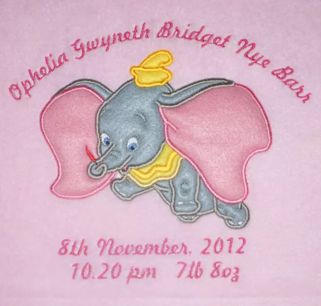 Disney Flying Dumbo Luxury Personalised Applique Super Soft Fleece Blanket