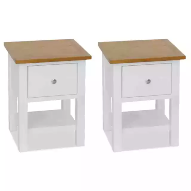 2x Solid Oak Wood Nightstands 36x30x47 cm Wooden Console Side Table vidaXL