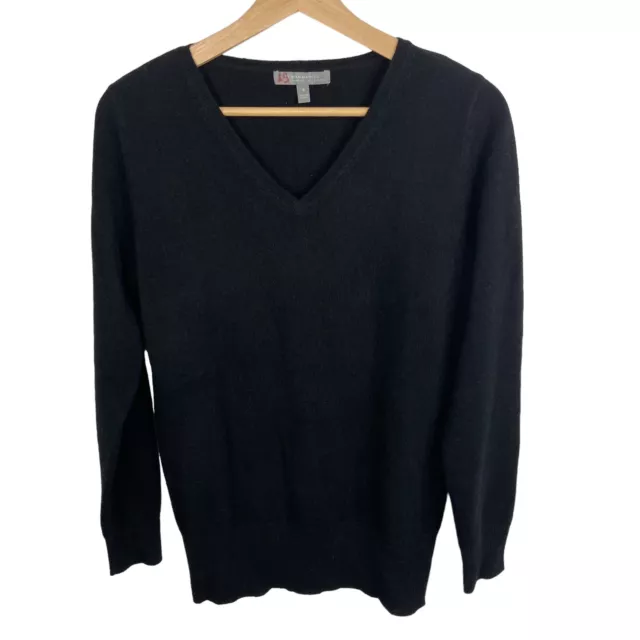 Neiman Marcus The 100% Cashmere Collection Sweater Women Sz S Black V Neck
