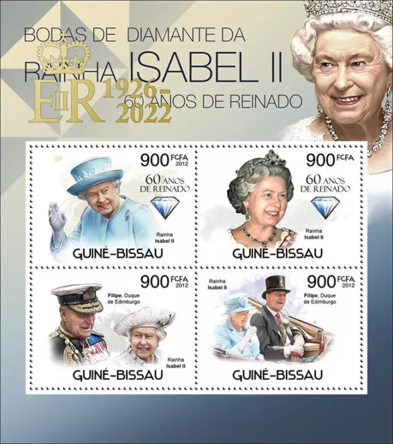 Guinea-Bissau 2022 MNH Royalty Stamps Queen Elizabeth II OVPT ER 1926-2022 4v MS