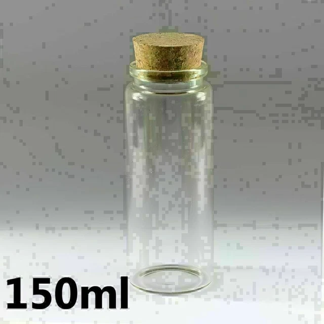 5 piezas botellas de vidrio transparente 150 ml con corchos viales pequeños frascos botella vacía nuevas