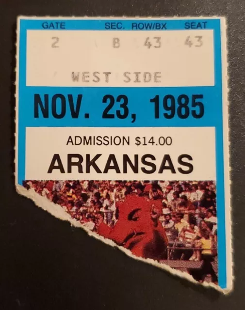 Arkansas Razorbacks SMU Mustangs Football Ticket Stub 11/23 1985 Mark Calcagni